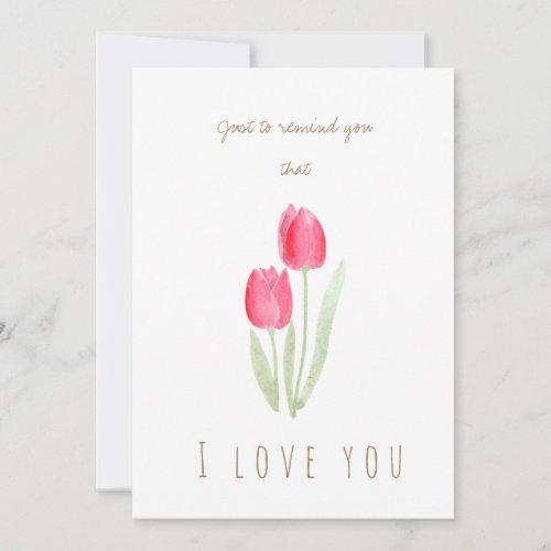 watercolor red tulips flowers greeting card
