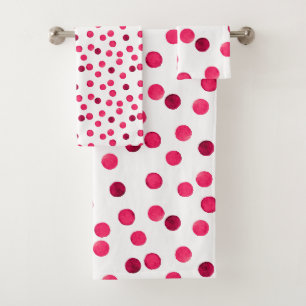 Watercolor red watercolor polka dot pattern bath towel set