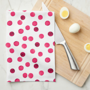 Watercolor  red watercolor polka dot pattern kitchen towel