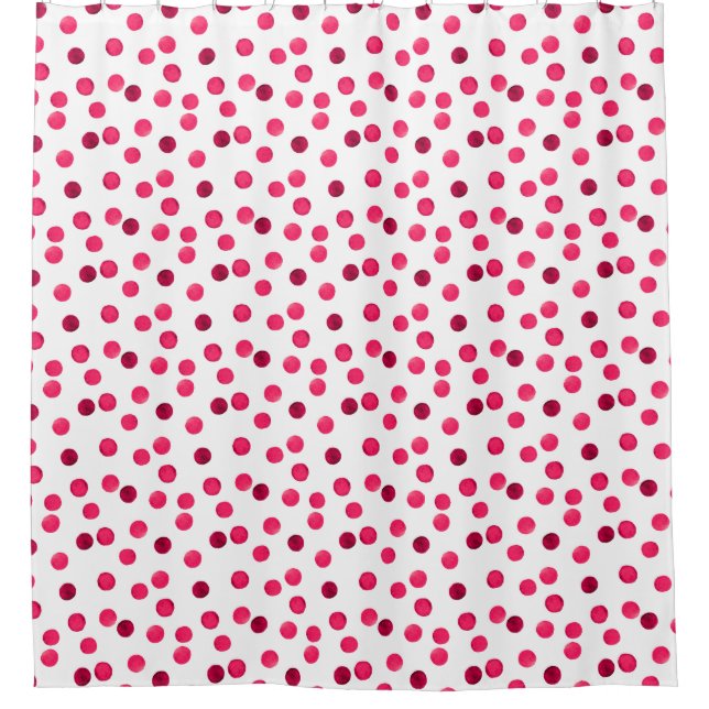 Watercolor  red watercolor polka dot pattern shower curtain (Front)