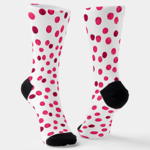 Watercolor  red watercolor polka dot pattern socks