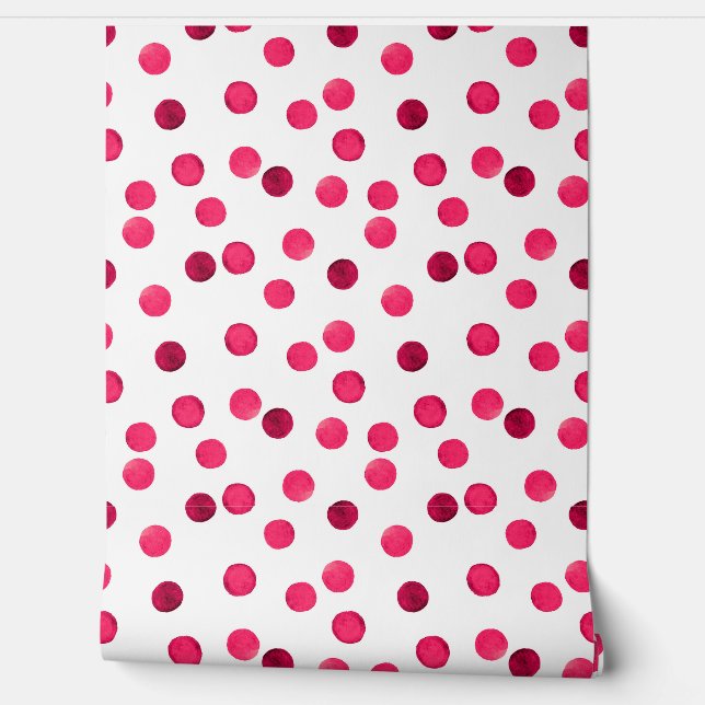 Watercolor  red watercolor polka dot pattern wallpaper  (Unrolling)