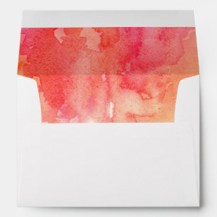 Watercolor red wedding. Modern simple coral fall Envelope
