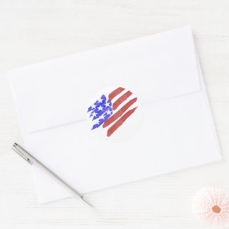 Watercolor Red White Blue American Flag Sticker