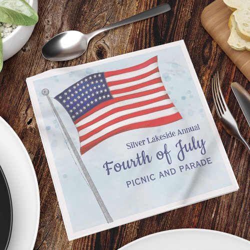 Watercolor Red White Blue Simple Fourth of July Napkins