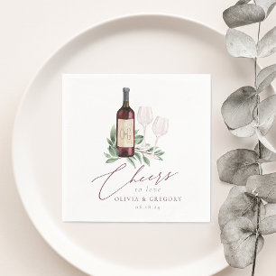 Watercolor Red Wine Botanical Cheers to Love Napkins
