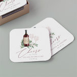 Watercolor Red Wine Botanical Cheers to Love Square Paper Coaster<br><div class="desc">These elegant wine tasting themed coasters are perfect for bridal showers, engagement parties, or rehearsal dinners hosted at a winery, tasting room or vineyard. Design features a bottle of burgundy red wine and two wine glasses and adorned with green watercolor eucalyptus leaves and foliage. "Cheers to Love" appears in chic...</div>