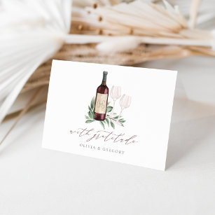 Watercolor Red Wine Botanical Couples Thank You Card