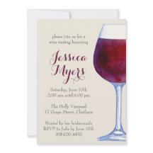 Watercolor Red Wine Party Invitation