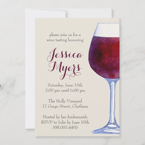 Watercolor Red Wine Party Invitation