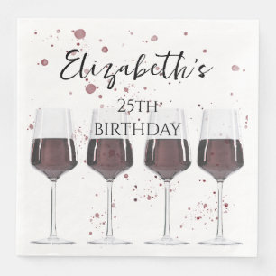 Watercolor red wine party paper dinner napkins
