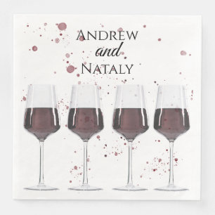 Watercolor red wine party paper dinner napkins