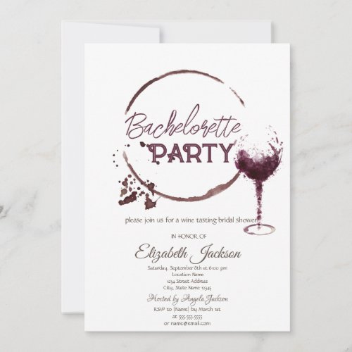 Watercolor Red Wine Tasting Weekend Bachelorette  Invitation