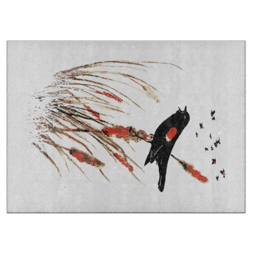 Watercolor Red Wing Blackbird Bird Nature art Cutting Board