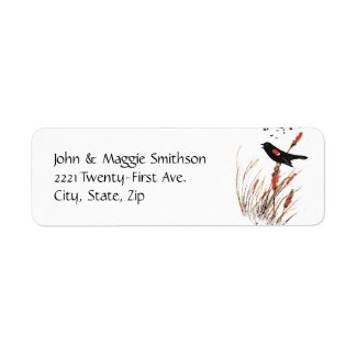 Watercolor Red Wing Blackbird Bird Nature art