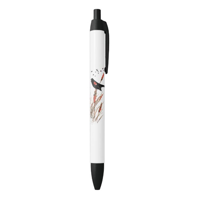 Watercolor Red Wing Blackbird Bird Nature art Pen (Bottom (Vertical))