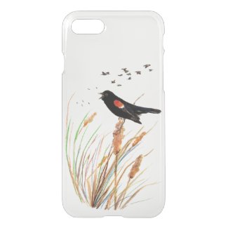 Watercolor Red-winged Blackbird Bird Nature Art Uncommon iPhone Case
