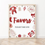 Watercolor Red Winter Cute Christmas Favors Sign<br><div class="desc">Watercolor Red Winter Cute Christmas Favors Sign</div>