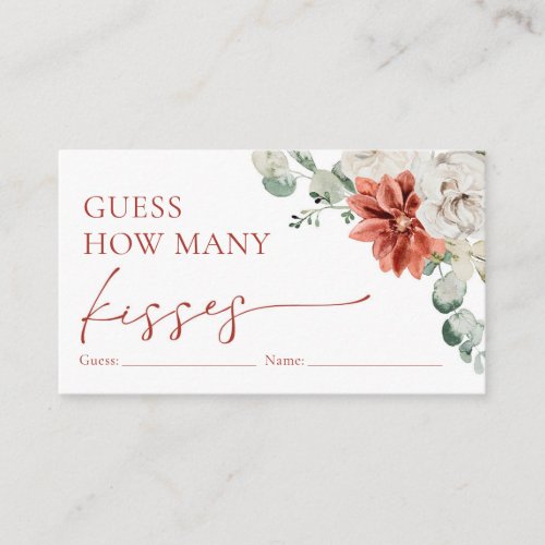 Watercolor Red Winter Guess How Many Kisses Game Enclosure Card
