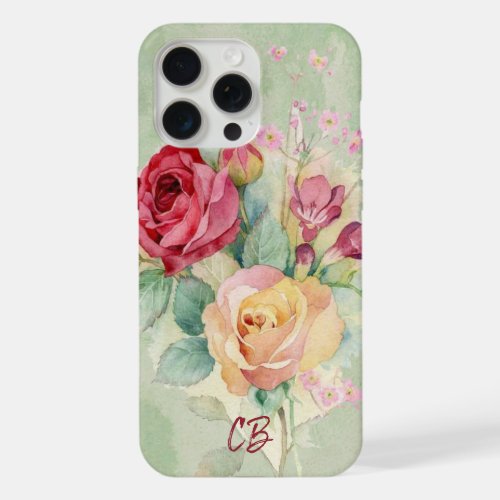 Watercolor Red Yellow Roses Garden Flower Floral  iPhone 15 Pro Max Case