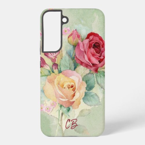 Watercolor Red Yellow Roses Garden Flower Floral  Samsung Galaxy S22 Case