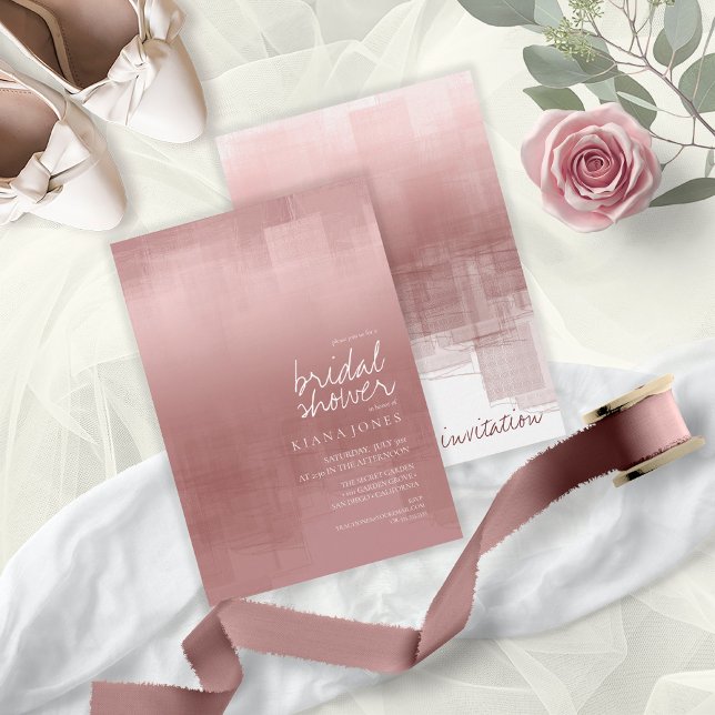 Watercolor Reflection Bridal Shower Cinnamon ID774 Invitation (Front/Back In Situ)