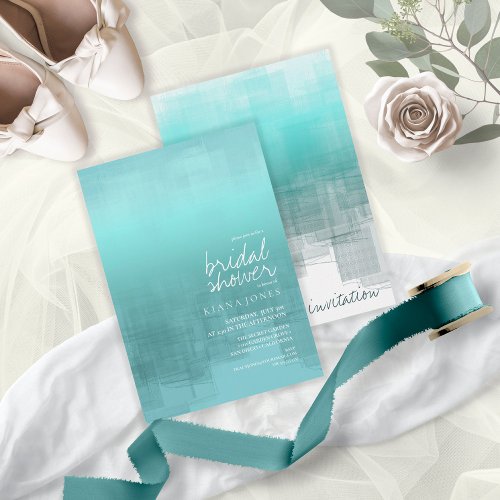 Watercolor Reflection Bridal Shower Teal ID774 Invitation