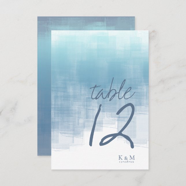 Watercolor Reflections Table Number Blue ID774 (Front/Back)