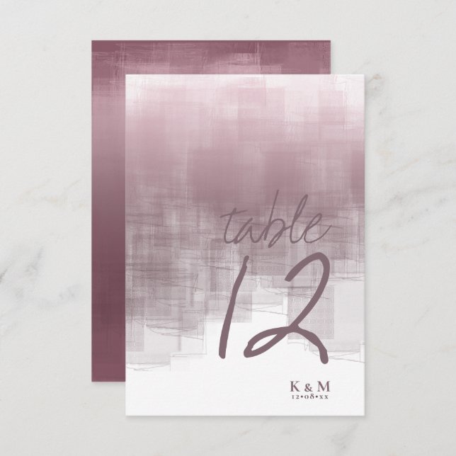 Watercolor Reflections Table Number Mauve ID774 (Front/Back)