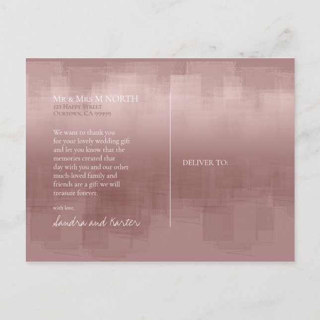 Watercolor Reflections Thank You Cinnamon ID774 Postcard (Back)