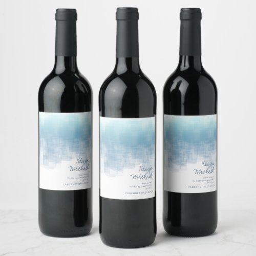 Watercolor Reflections Thank You Dusty Blue ID774 Wine Label