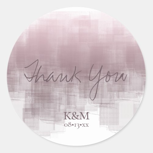 Watercolor Reflections Thank You Mauve ID774 Classic Round Sticker