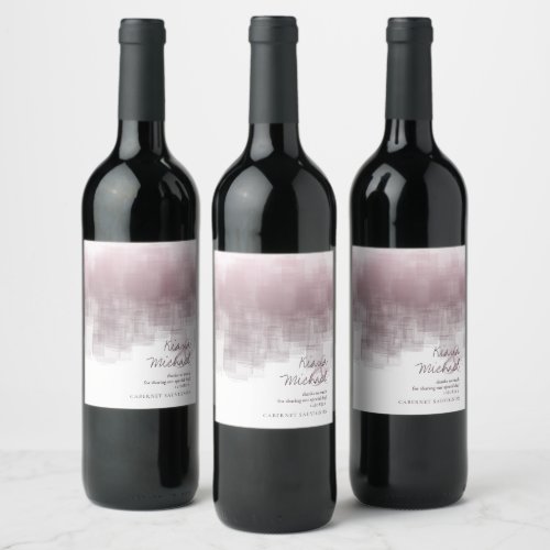 Watercolor Reflections Thank You Mauve ID774 Wine Label