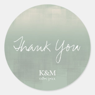 Watercolor Reflections Thank You Sage ID774 Classic Round Sticker