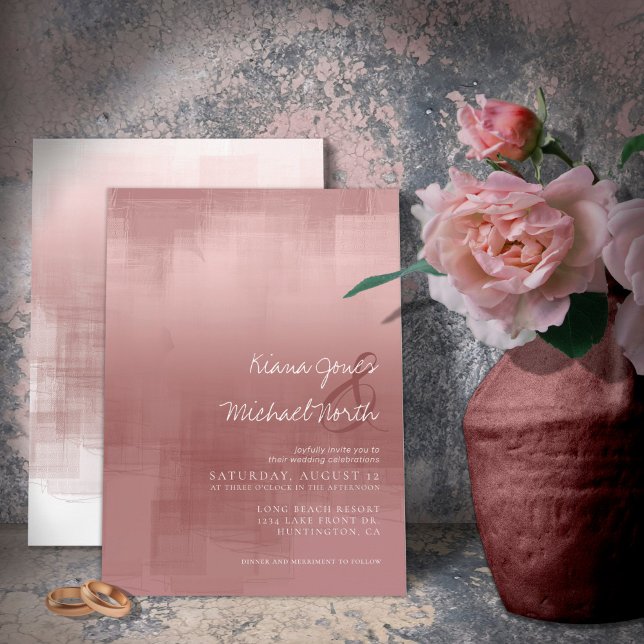 Watercolor Reflections Wedding Cinnamon Rose ID774 Invitation (Creator Uploaded)
