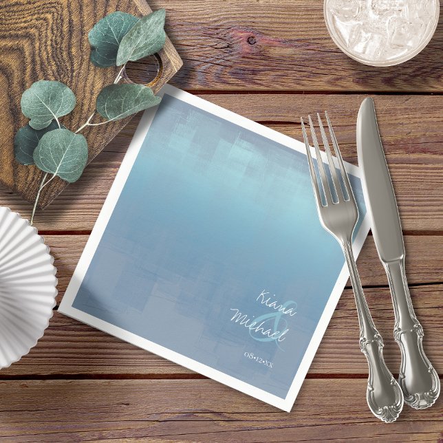 Watercolor Reflections Wedding Dusty Blue ID774 Napkins (Creator Uploaded)