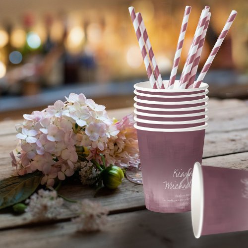 Watercolor Reflections Wedding Mauve ID774 Paper Cups