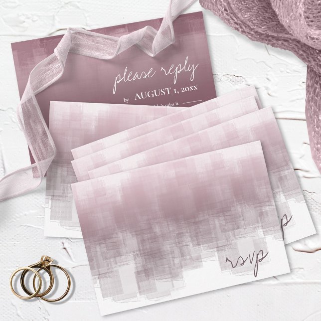 Watercolor Reflections Wedding Mauve ID774 RSVP Card (Creator Uploaded)