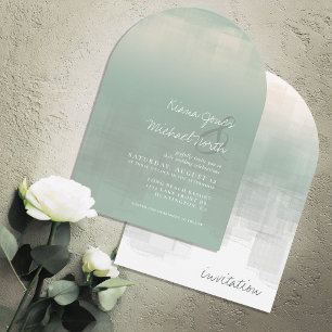 Watercolor Reflections Wedding Sage Arch ID774 Invitation