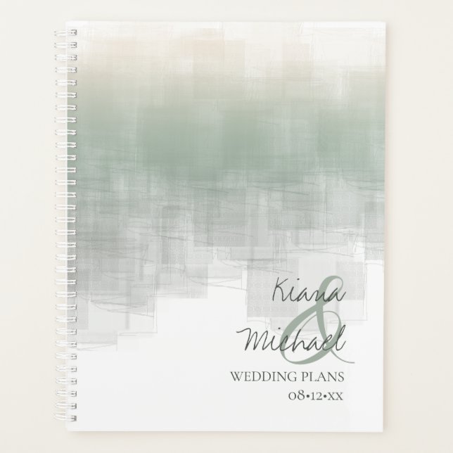 Watercolor Reflections Wedding Sage ID774 Planner (Front)