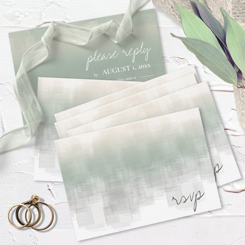 Watercolor Reflections Wedding Sage ID774 RSVP Card