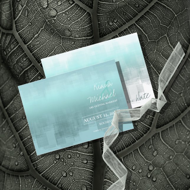 Watercolor Reflections Wedding Teal ID774 Save The Date (Creator Uploaded)