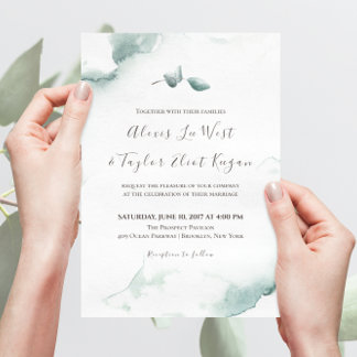 Watercolor Refreshing Ethereal Eucalyptus Wedding Invitation