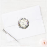 Watercolor Regal Lavender Wreath Monogram Wedding Classic Round Sticker<br><div class="desc">Our "Lavender Regal Wedding" collection features watercolor lavender florals paired with golden frames and easily customizable fonts for a perfectly elegant garden wedding. Check our store for more items from this collection. Contact us if you have any special requests through email or chat and we will be happy to help....</div>