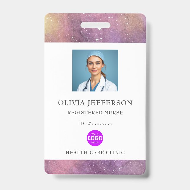 Watercolor Registered Nurse Logo Badge (Front)