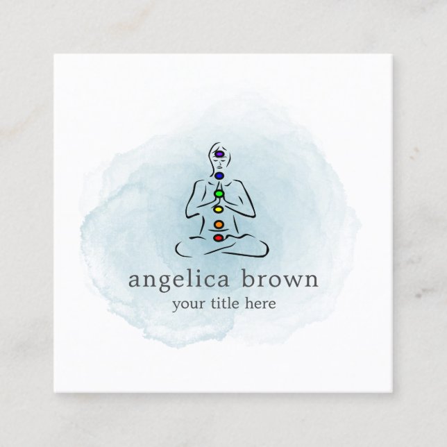 Watercolor Reiki Master with Chakras Business Card (Front)