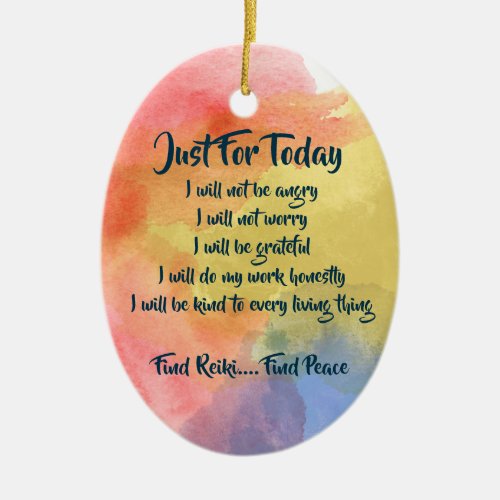 Watercolor Reiki Principles Ceramic Ornament