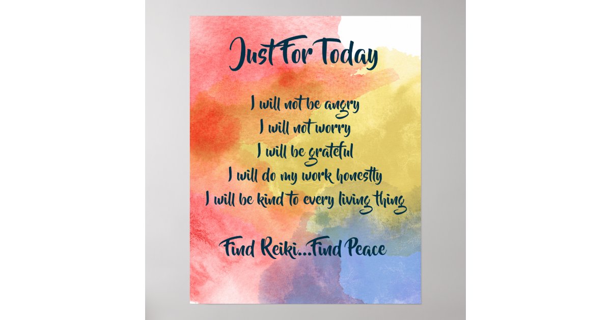 Watercolor Reiki Principles Poster | Zazzle