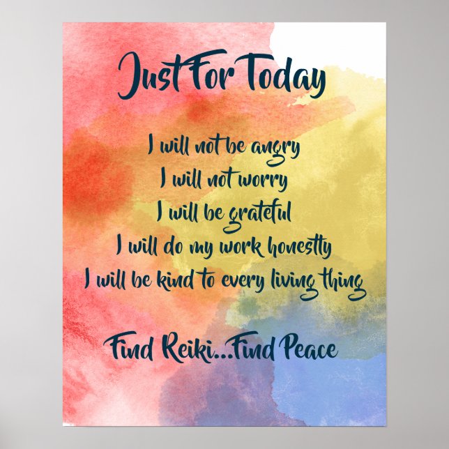 Watercolor Reiki Principles Poster (Front)