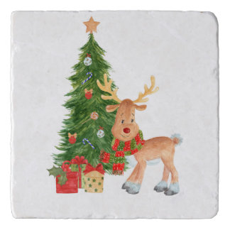 Watercolor Reindeer Baby Trivet